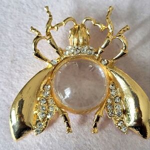 Goldtone Bold  Acrylic Insect Brooch